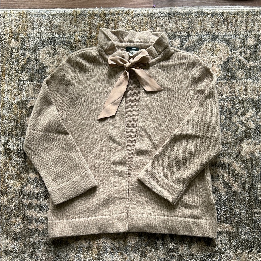 J. Crew Beige Wool-Blend Sweater with Bow